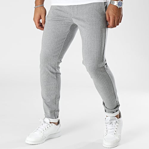 Pantalon A Rayures Mark Gris Chiné