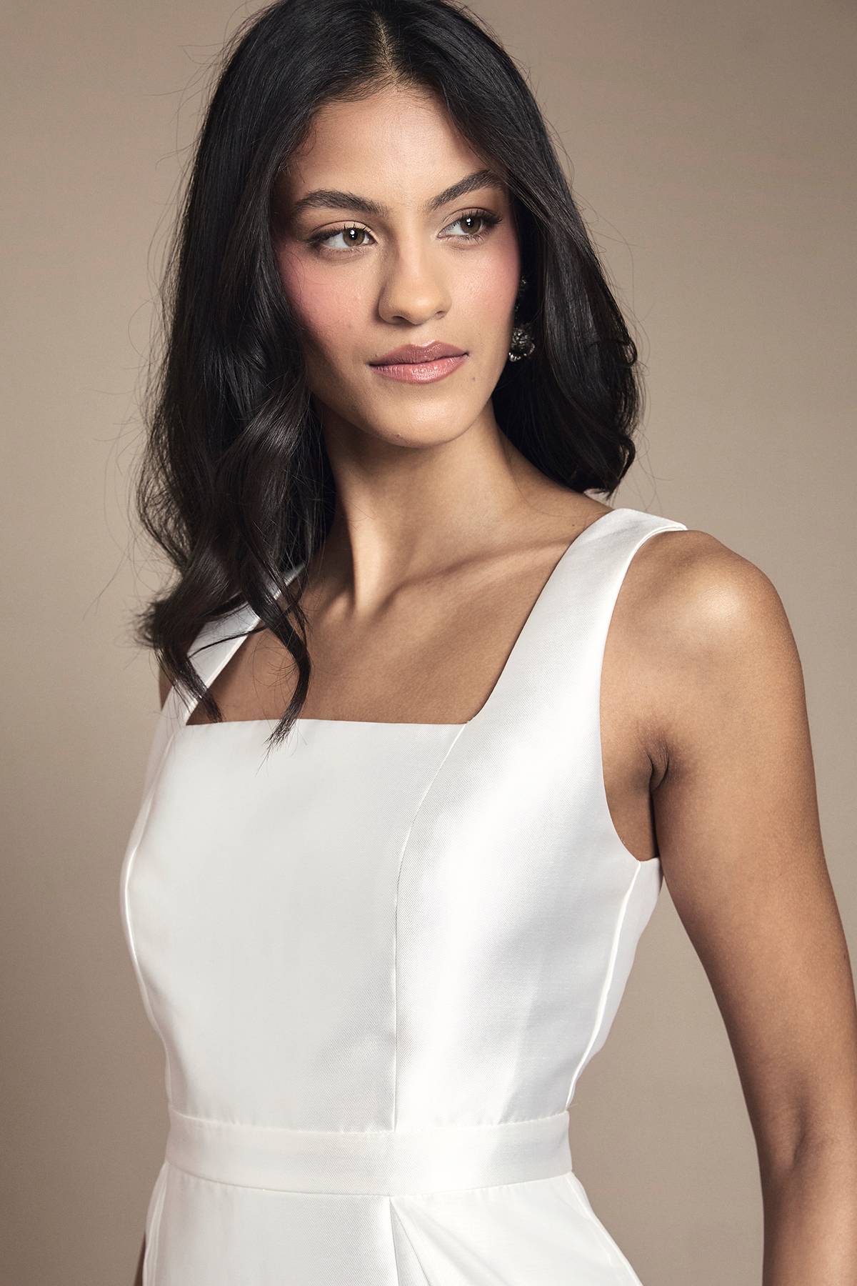 Coast Petite Robe de Mariée Mini en Twill avec Jupe en Organza