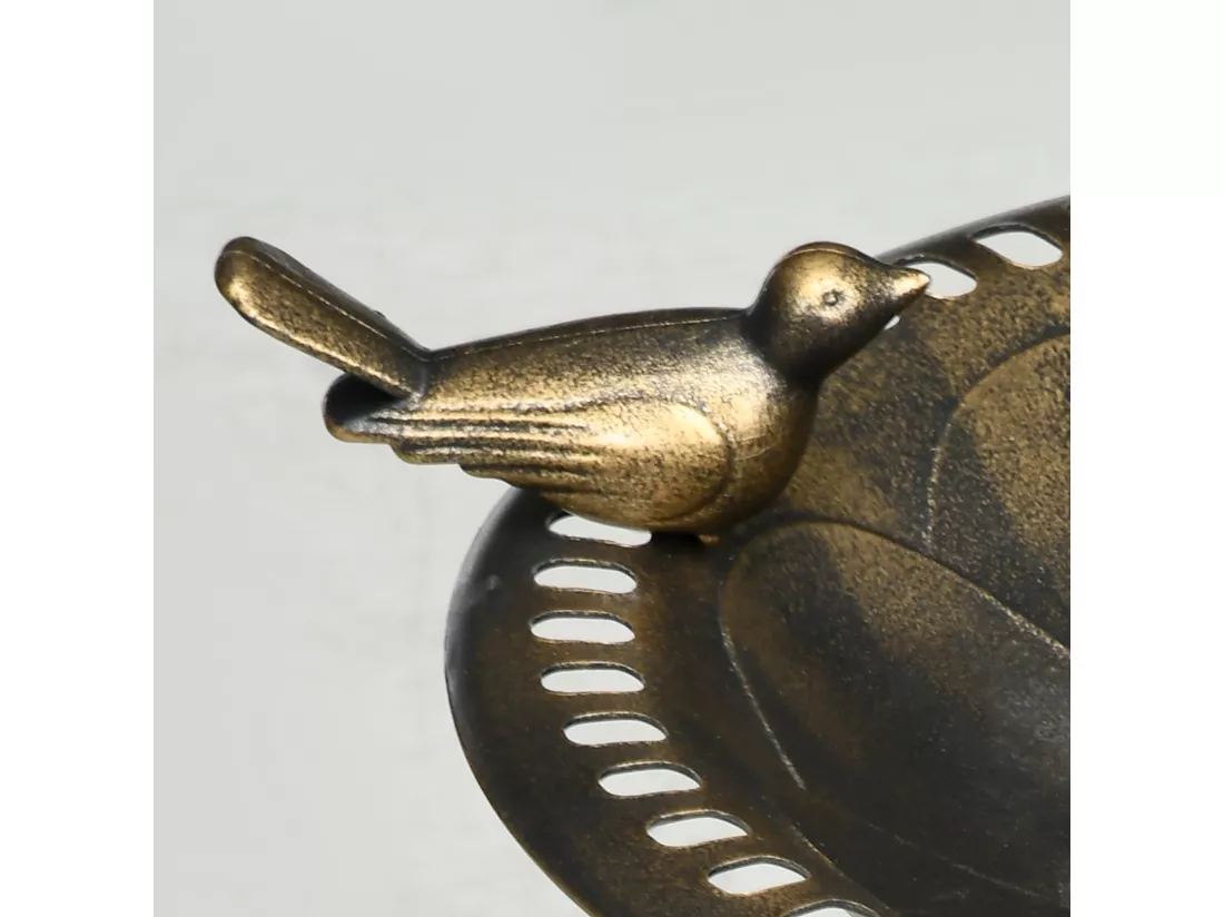 Bain d'oiseaux abreuvoir pour oiseaux jardinière 3 en 1 dim. Ø 50 x 72H cm PP bronze antique