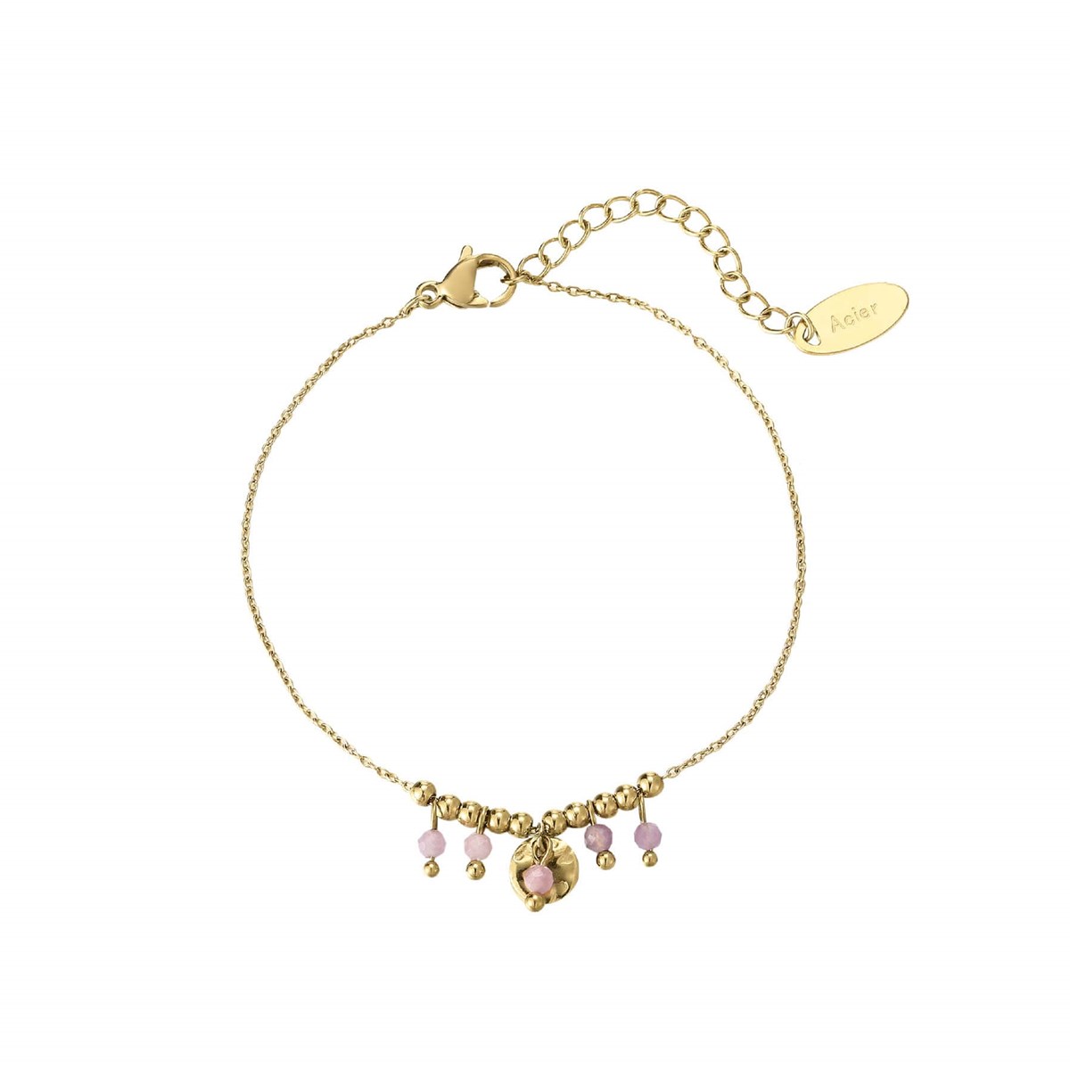 Bracelet Olia acier doré or et pierres