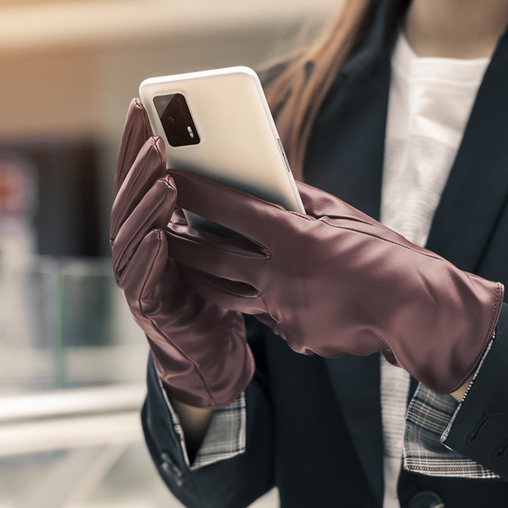 (1 Paar) Gr. S Damen Kunstleder Handschuhe Kapazitive Touchscreen Handschuhe für Smartphone / Tablet - Braun