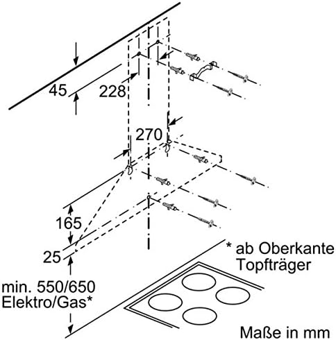 Bosch DWP96BC50 Serie 2 Wandesse, 90 cm breit, Um- & Abluft, Made in Germany, LED-Beleuchtung gleichmäßige Ausleuchtung, Drucktastenschalter, 3 Leistungsstufen, Metallfettfilter spülmaschinengeeignet