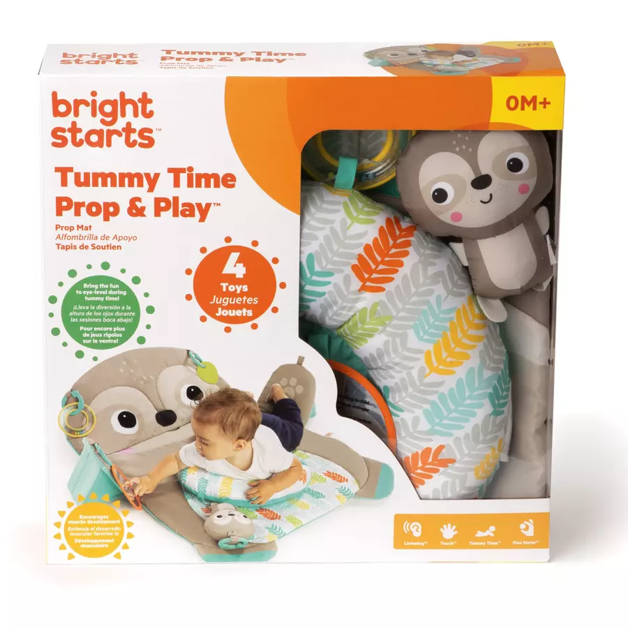 Bright Starts Tummy Time Prop & Play™ Faultier Aktivitätsmatte