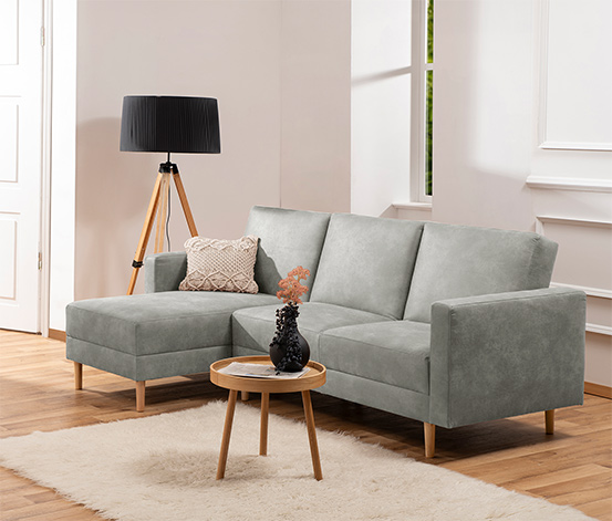 Federkern-Eckschlafsofa »Just Relax« mit Stauraumbank, grau