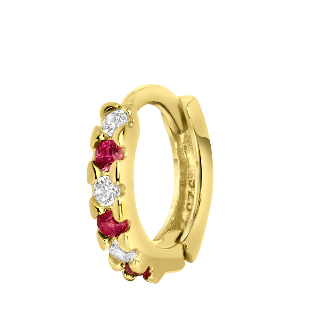 Zilveren kinderoorbellen gold witte&roze zirkonia