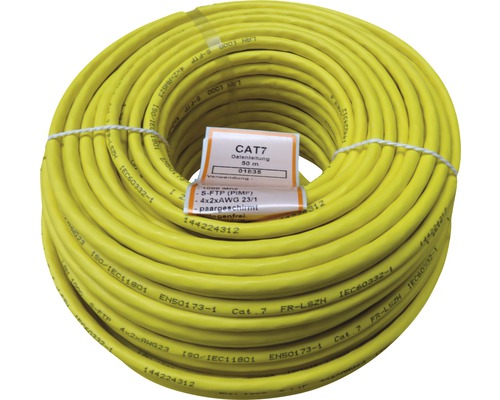 CAT 7 datakabel 1000 MHz 4x2AWG23/1, 50 m geel