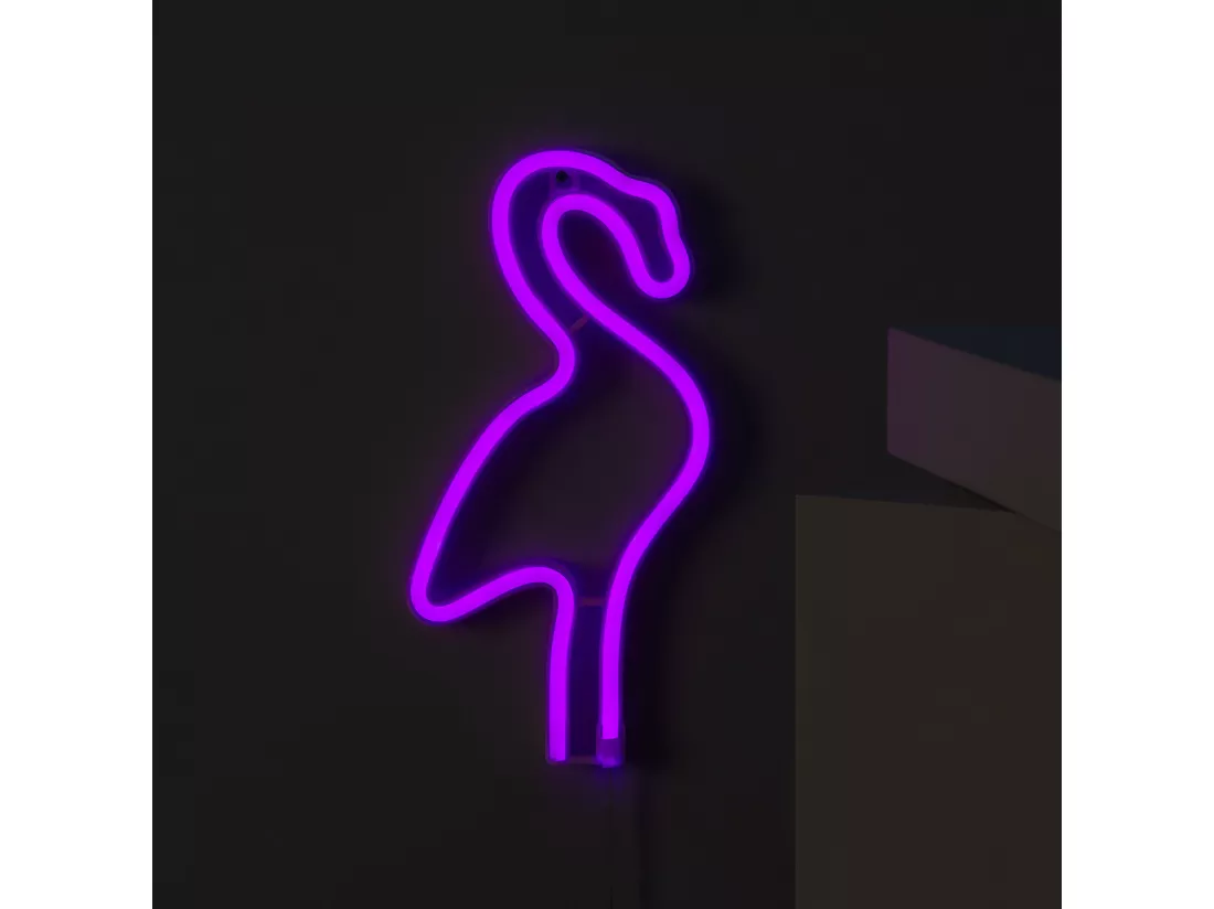 Néon LED Flamingo à Piles Rose