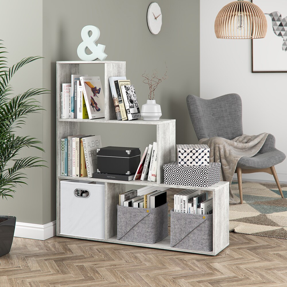 Vicco Treppenregal Asym Raumteiler Bücherregal Regal Wandregal 4 Fächer Beton