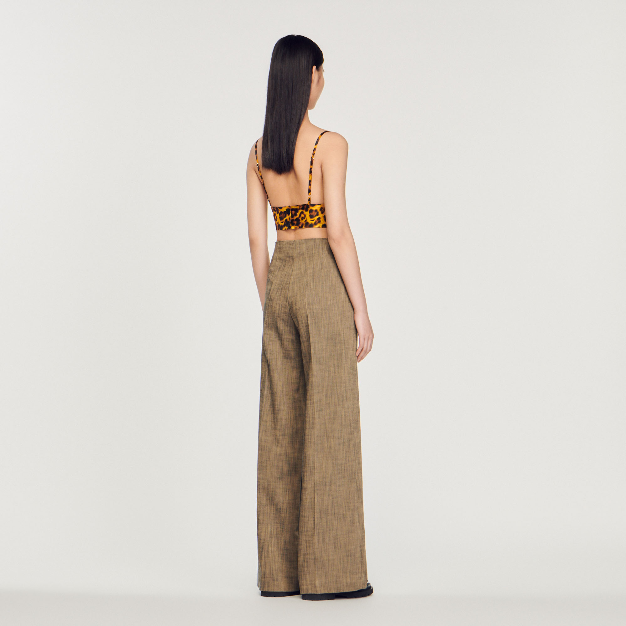 Pantalon large taille haute