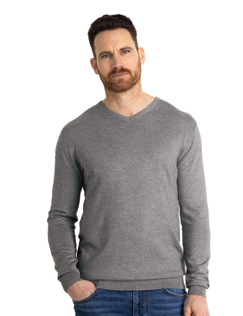 PETROL IND PULL HOMME EN MAILLE COL V GRIS