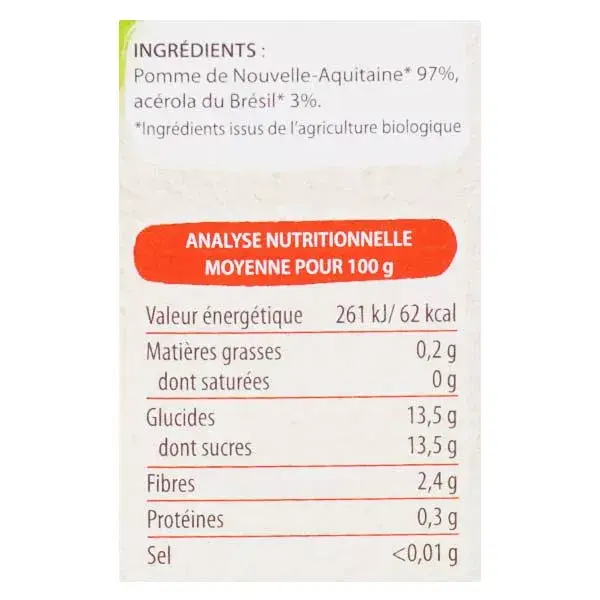 Vitabio Cool Fruits Maçã da Nouvelle-Aquitaine Acerola Orgânica 4 x 90g