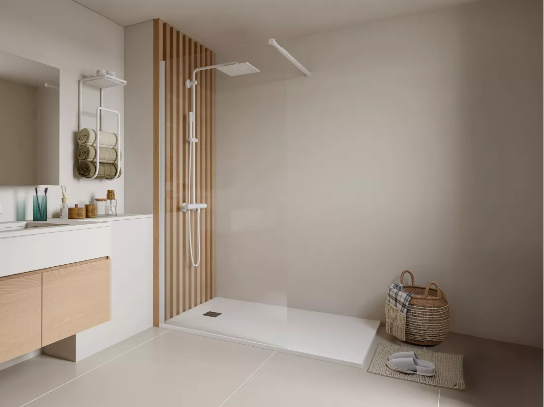 Paroi de douche à l'italienne - Blanc mat - Verre 6 mm - 120x200 cm - DAREN