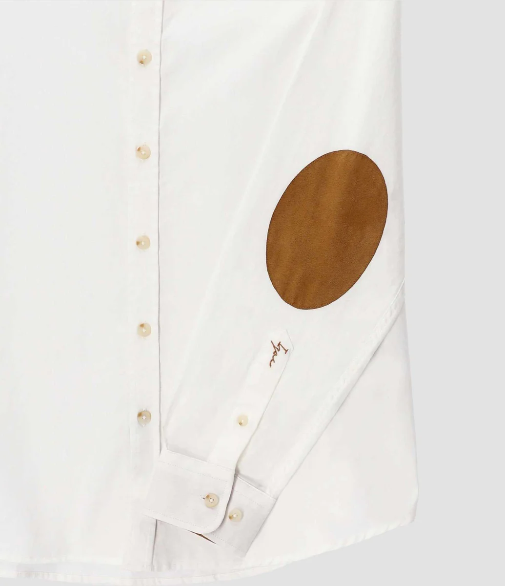 Chemise à coudières blanc et camel JASON
