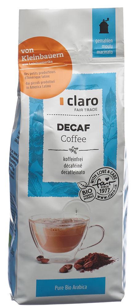 CLARO Décaffeinato Kaffee gemahlen<br>250 g, Beutel, Bio