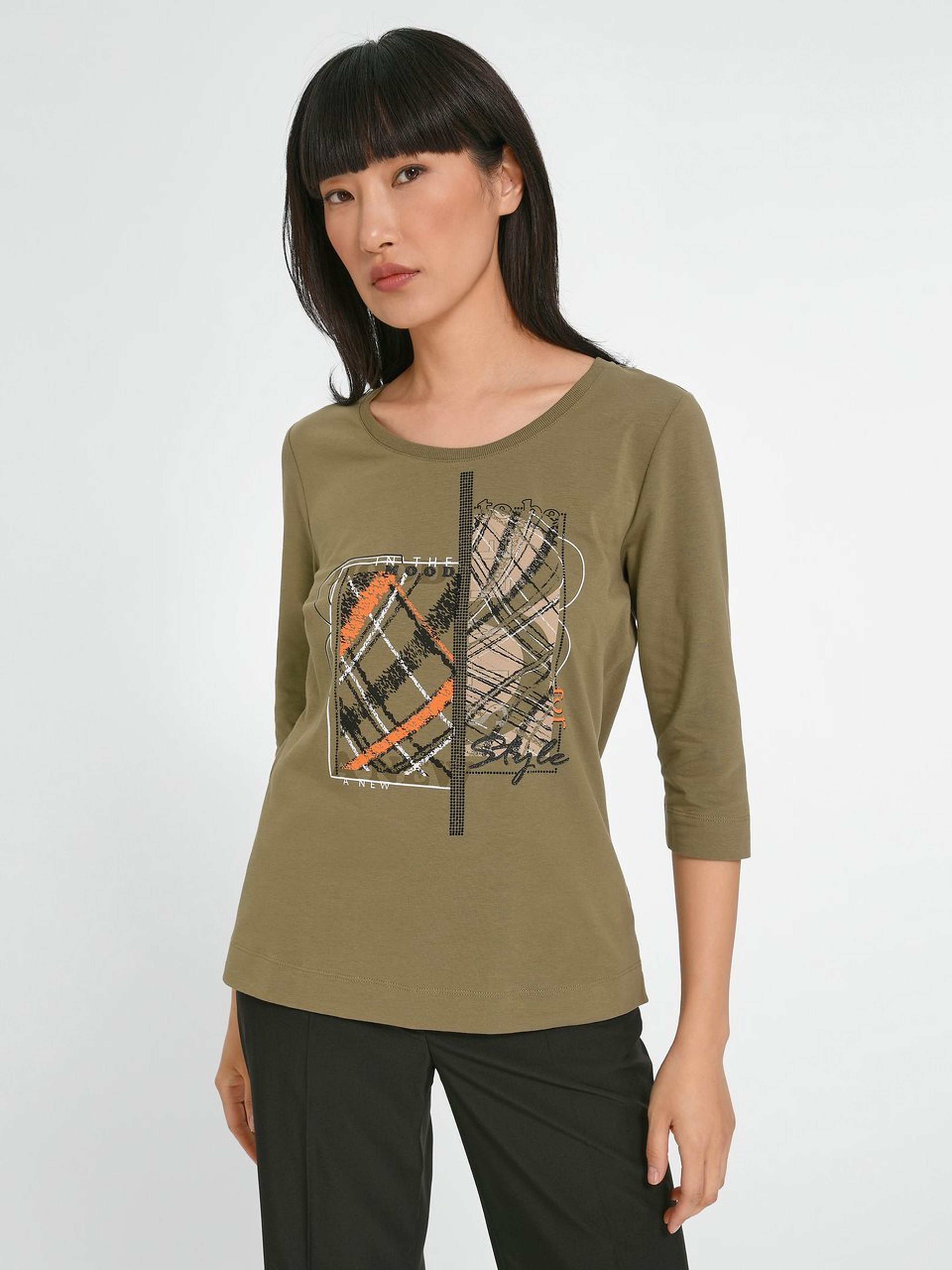Jersey-Shirt mit 3/4-Arm