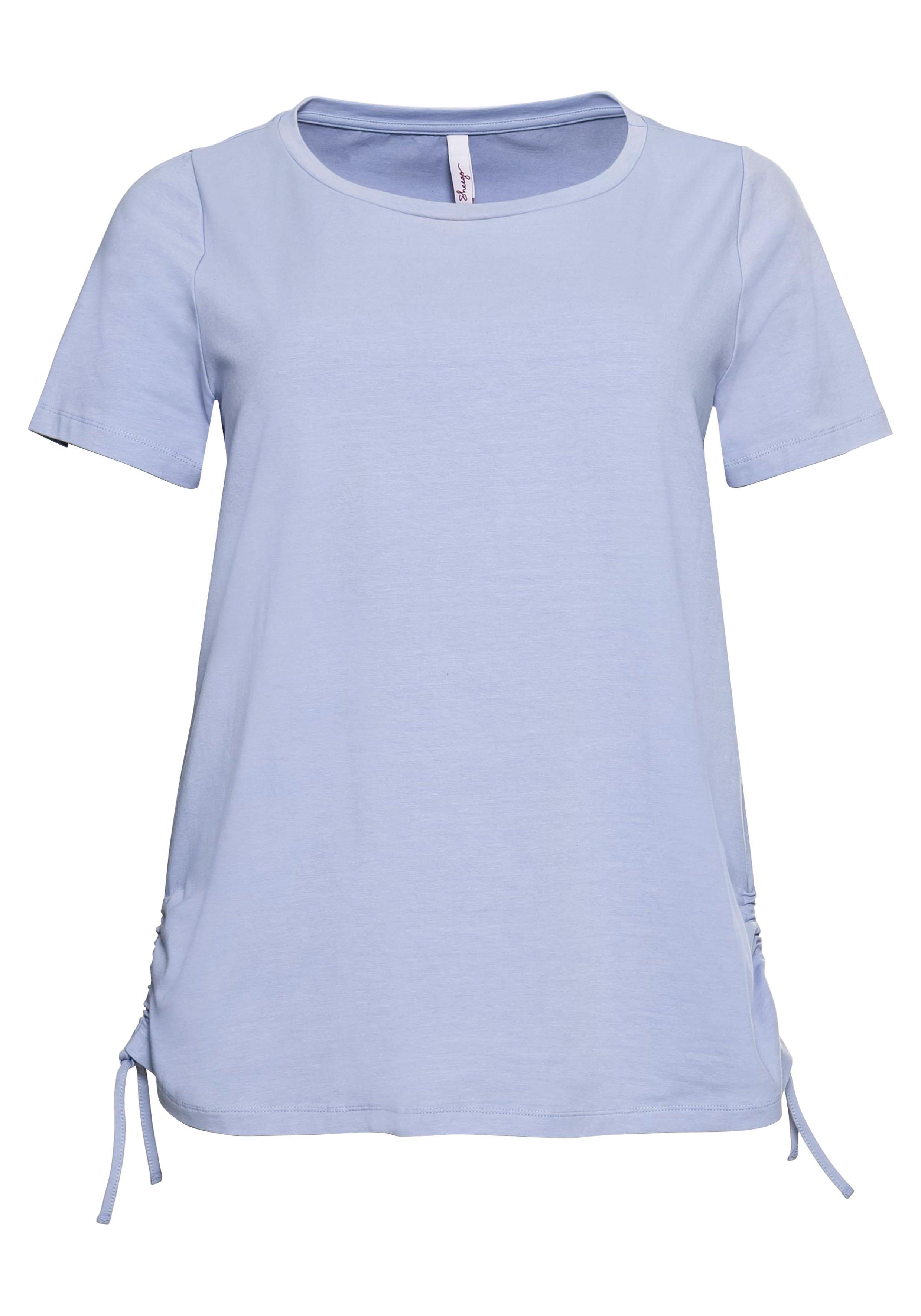 Shirt mit seitlicher Raffung und Bindeband