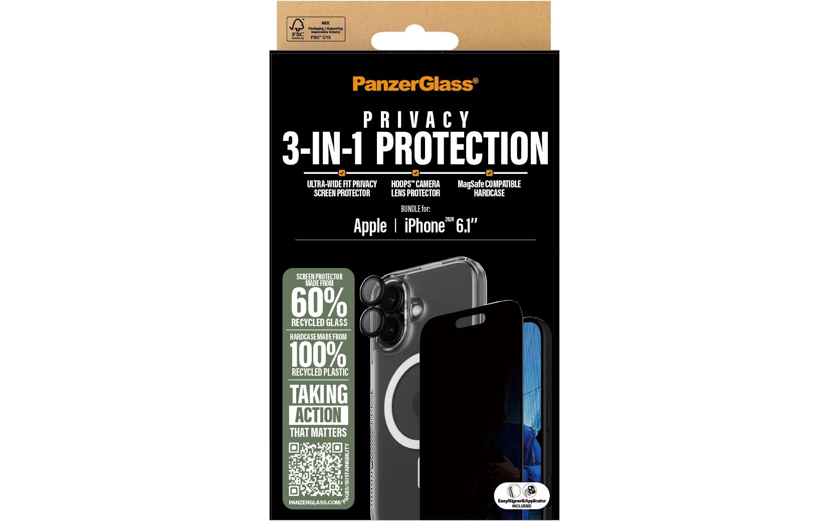 Displayschutz 3-in-1 Privacy iPhone 16Privacy Set 3-in-1 für das Apple iPhone 16
