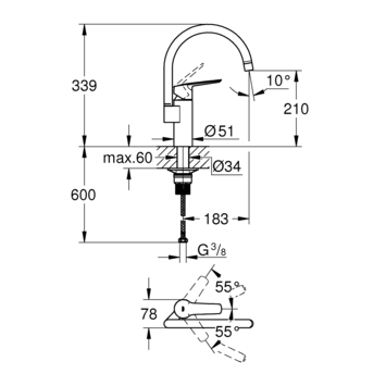 Grohe Start Keukenmengkraan C-Uitloop Mat Zwart