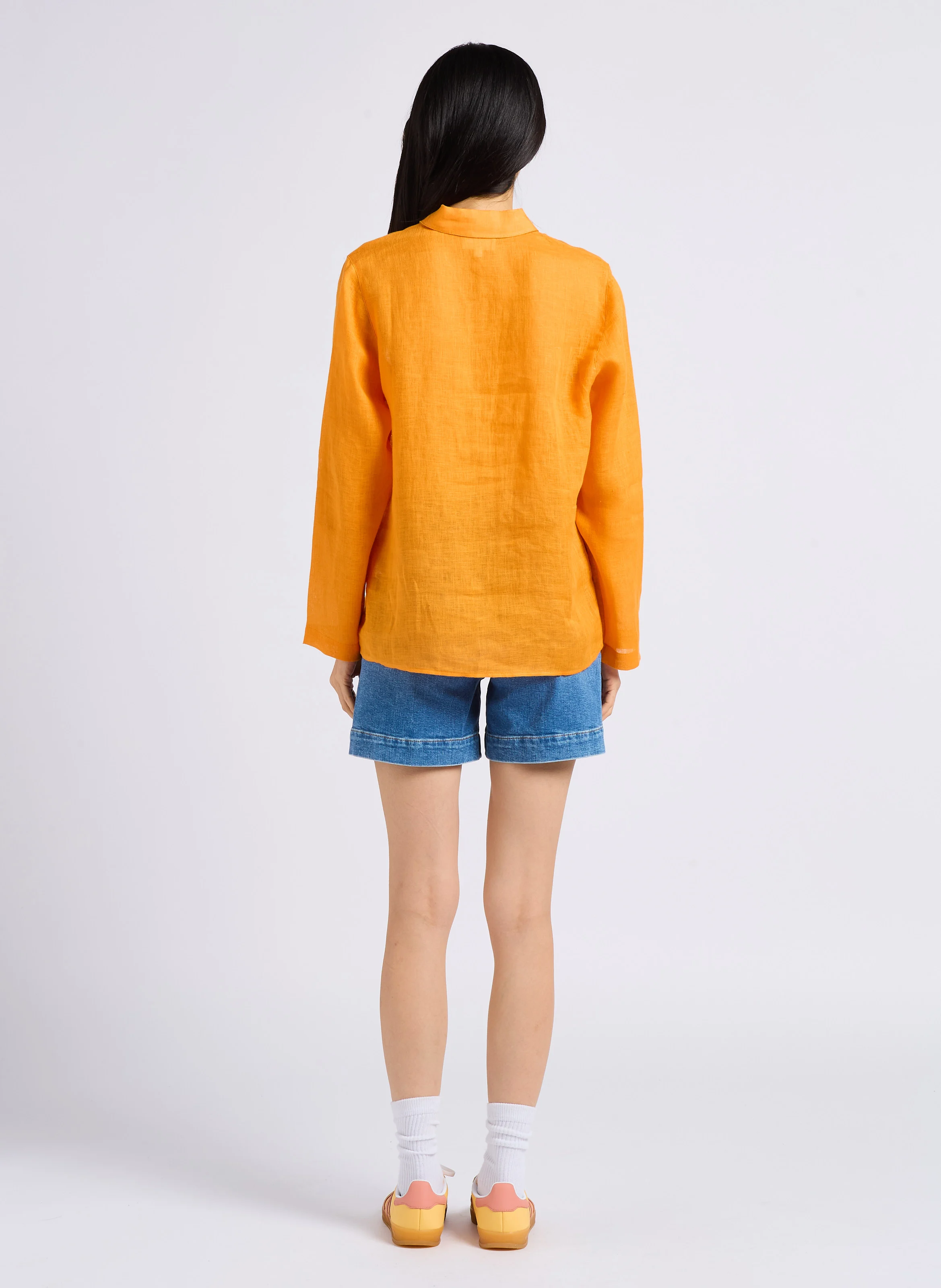 MICKY - Short droit taille haute en coton | Bleu
