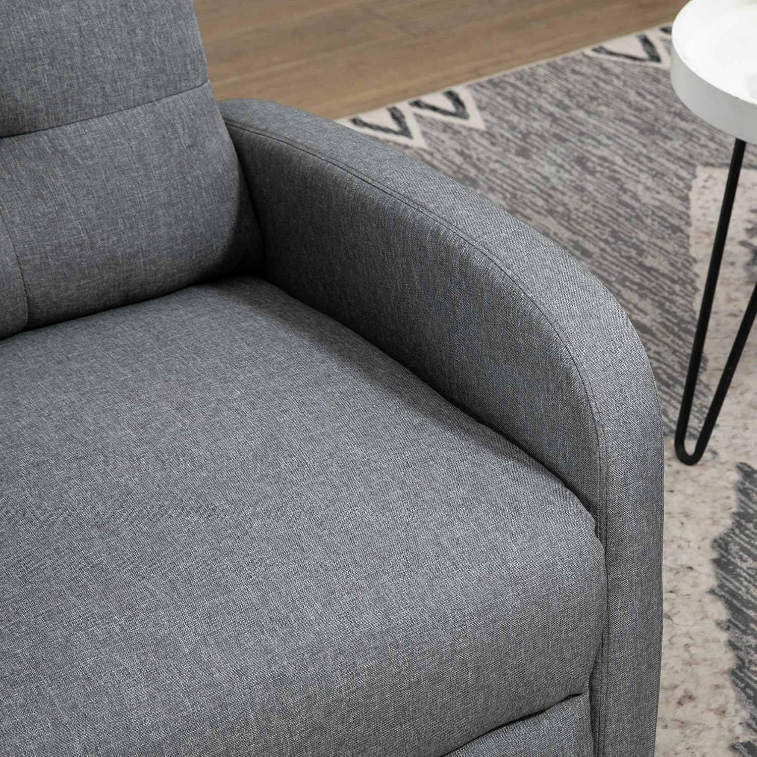 HOMCOM Relaxsessel, Fernsehsessel mit Liegefunktion, TV-Sessel mit Leinenoptik, Gepolstert Liegesessel mit Taschenfederkern, Ruhesessel bis 150 kg belastbar für Wohnzimmer, Grau