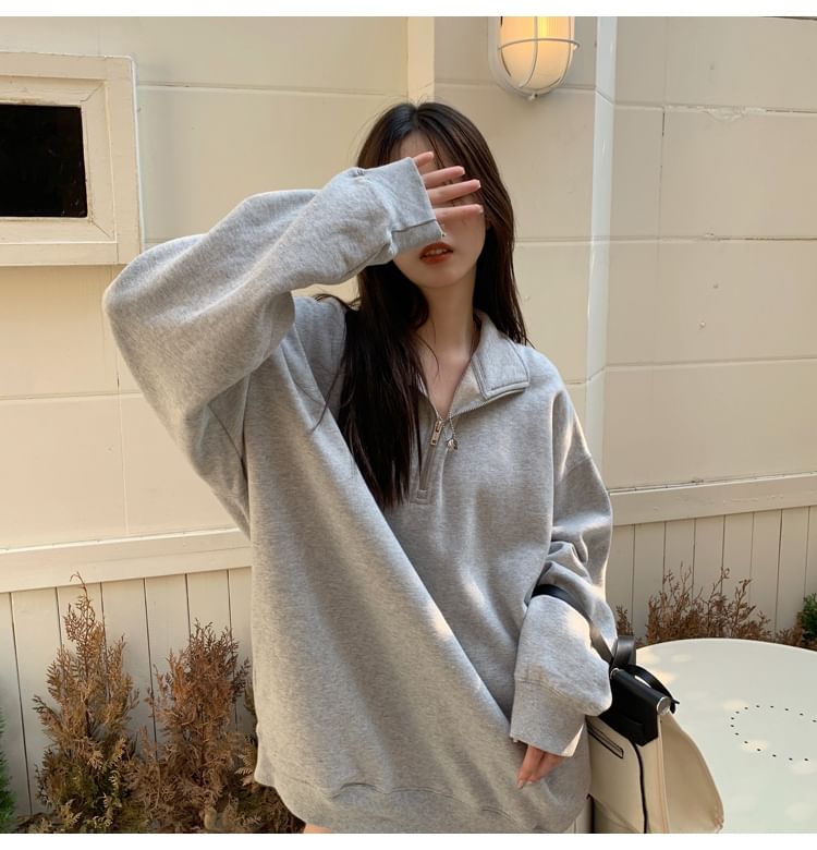 Windflower - Sweatshirt met halve rits en losse pasvorm