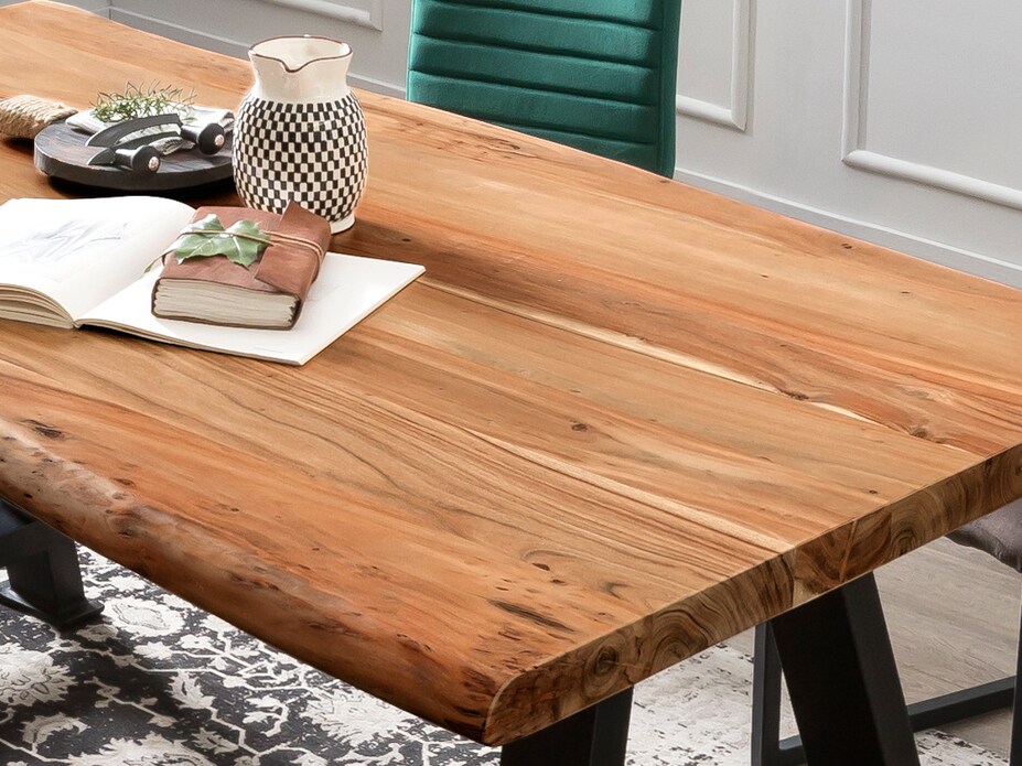 Tisch 240x100 Akazie Metall Holztisch Esstisch Speisetisch Küchentisch Esszimmer