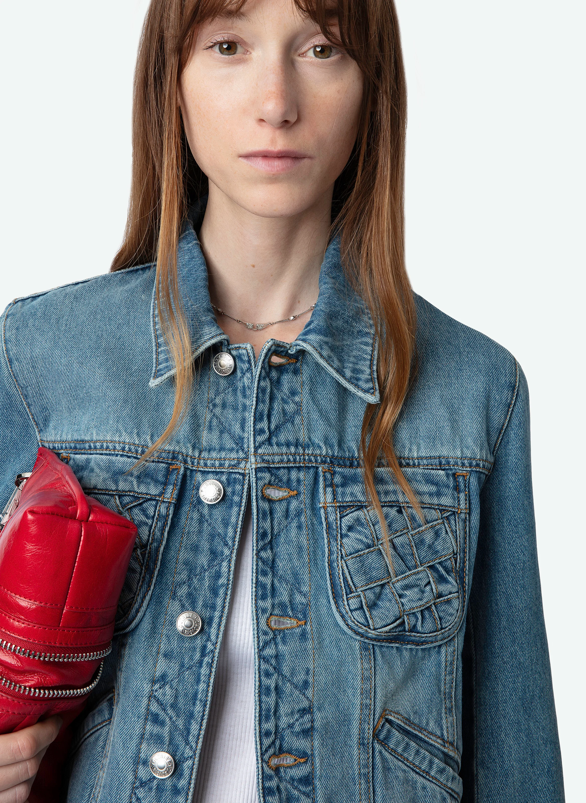 KIOKA - Veste courte en denim délavé | Bleu