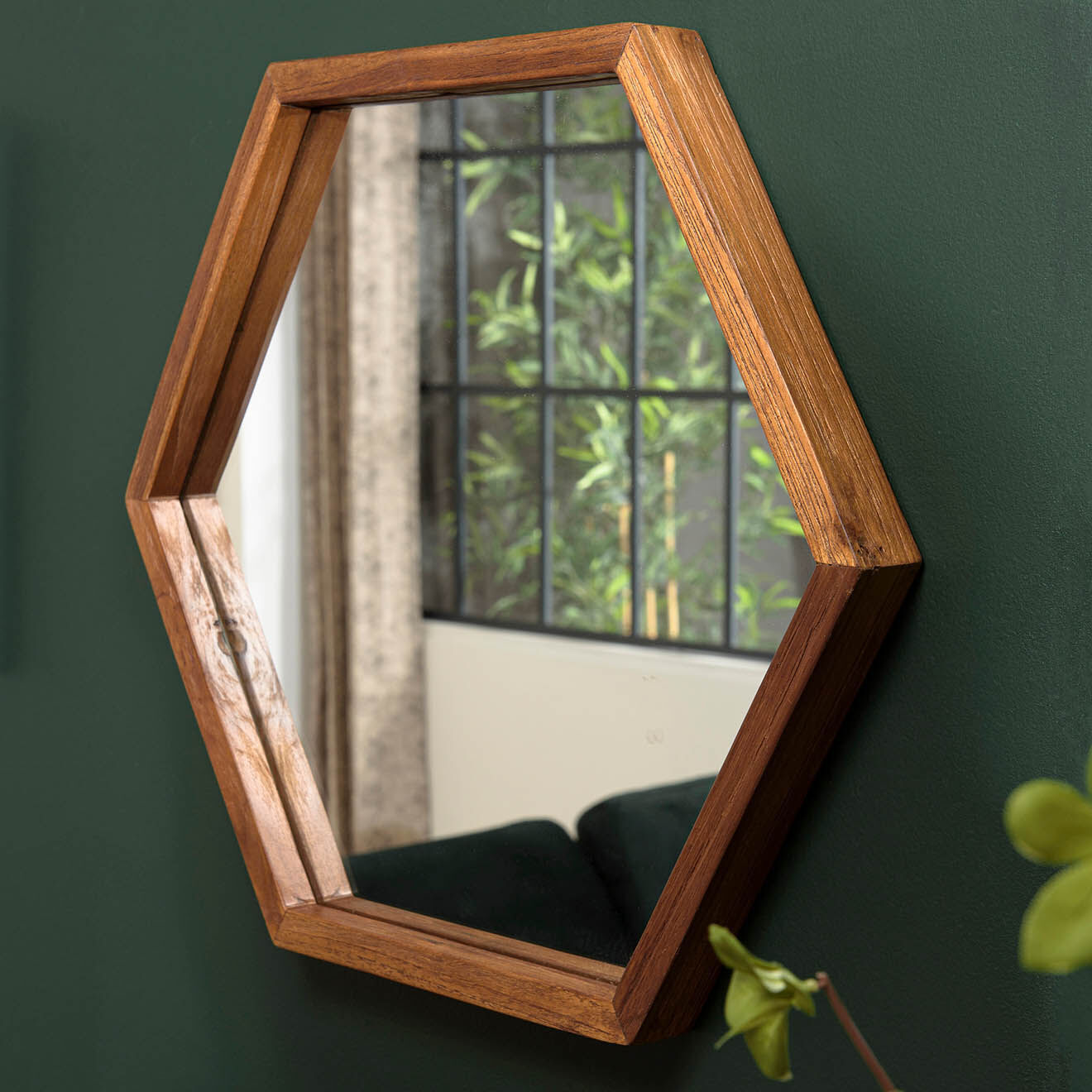 Macabane Miroir L hexagone Alida marron - 50x44 cm