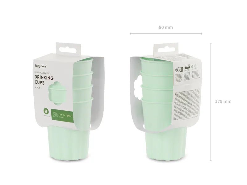 Turquoise Bekers Plastic 220ml 4st