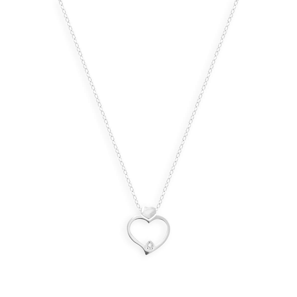Collier coeur en acier argenté