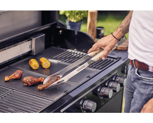 Tenneker® Grilltang, Grillspatel, Grillgerei, Keukentang, 47,3 x 6,5 cm, Roestvrij staal, Zilver