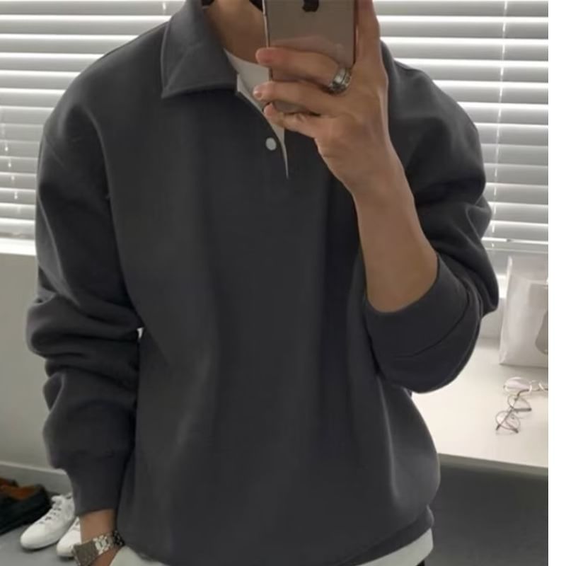 Urtishia - Sweatshirt met kraag en effen kleur