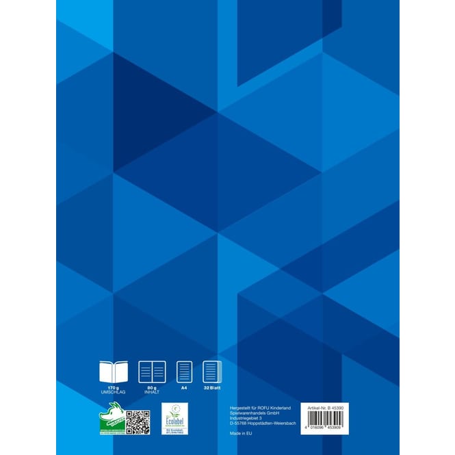 Doppelheft A4 - Lineatur 20 - blanko mit Linienblatt - 32 Blatt