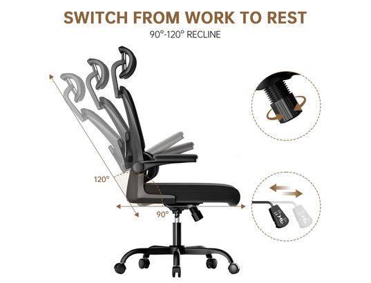 RATTANTREE - Fauteuil de bureau Chaise d’ordinateur pivotante noire