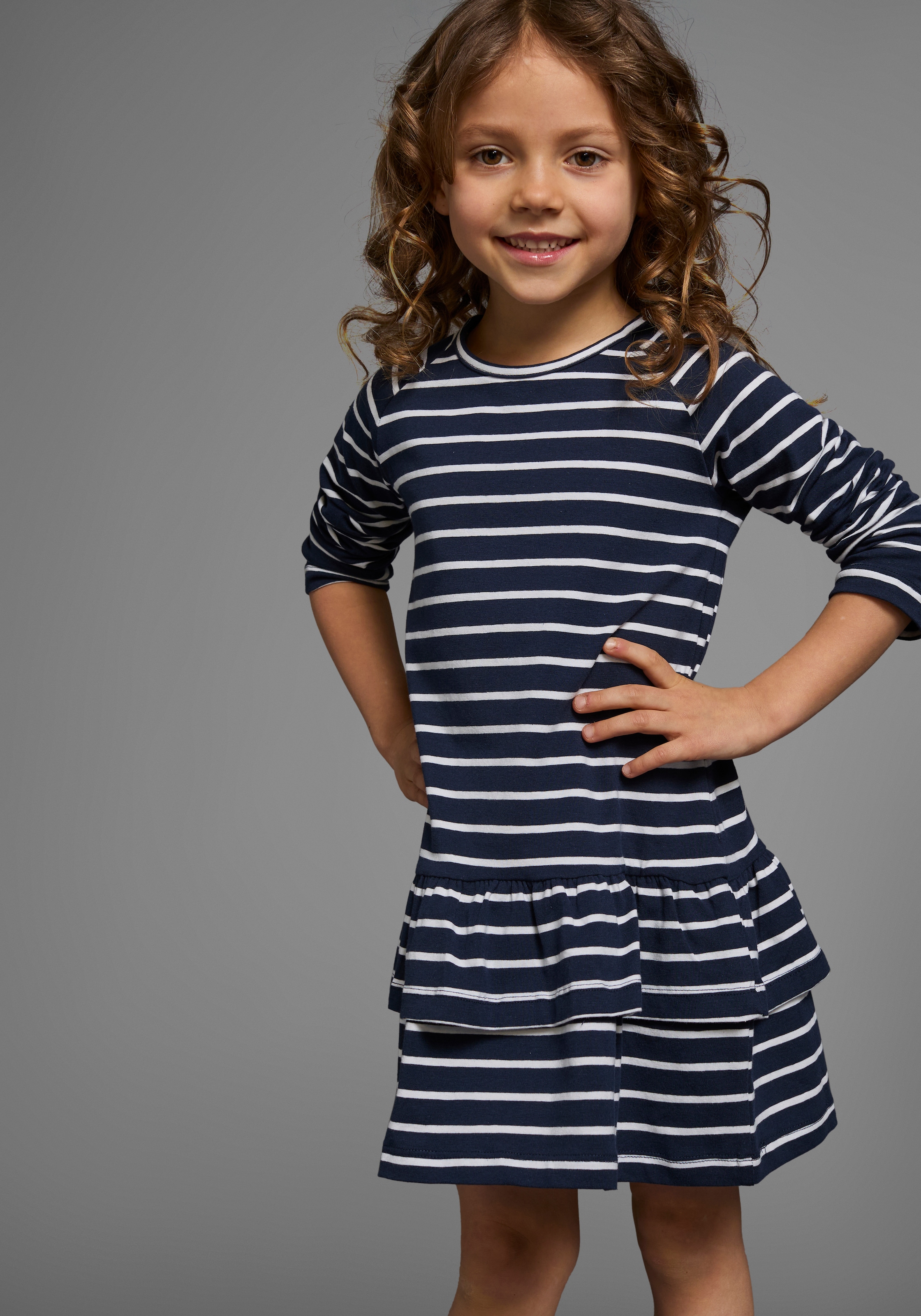 KIDSWORLD Jerseykleid », 2er Pack für kleine Mädchen« Packung, 2, 2 Stk. tlg. festliche Anlässe,  kniefrei,  verspielt,  aus Jersey,  Langarm