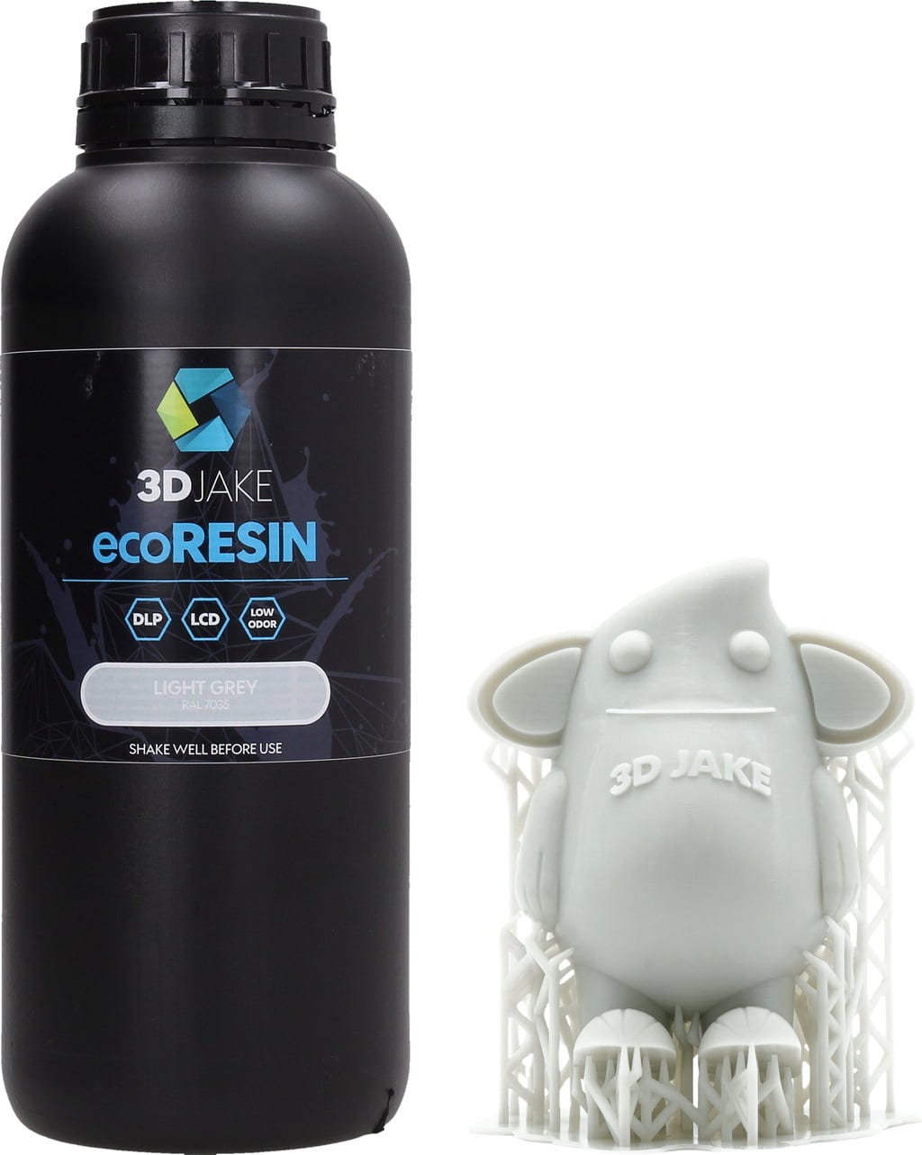 3DJAKE  ecoResin Lichtgrau, 1.000 g    Günstiges Allround-Resin für LCD- & DLP-Drucker