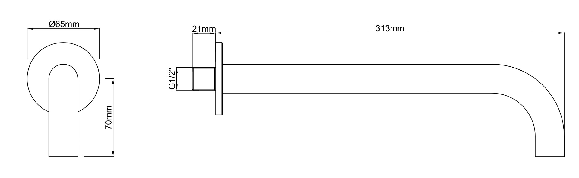 Mueller Bronzo inbouw muuruitloop 30cm geborsteld brons