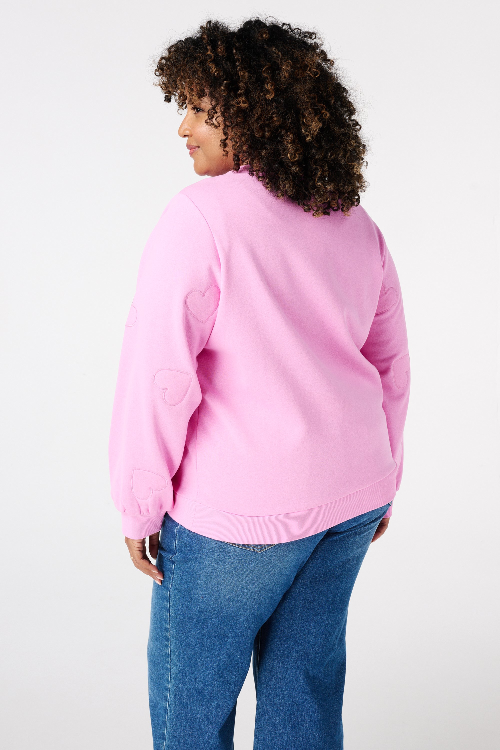 Sweater met geborduurde hartjes Pink