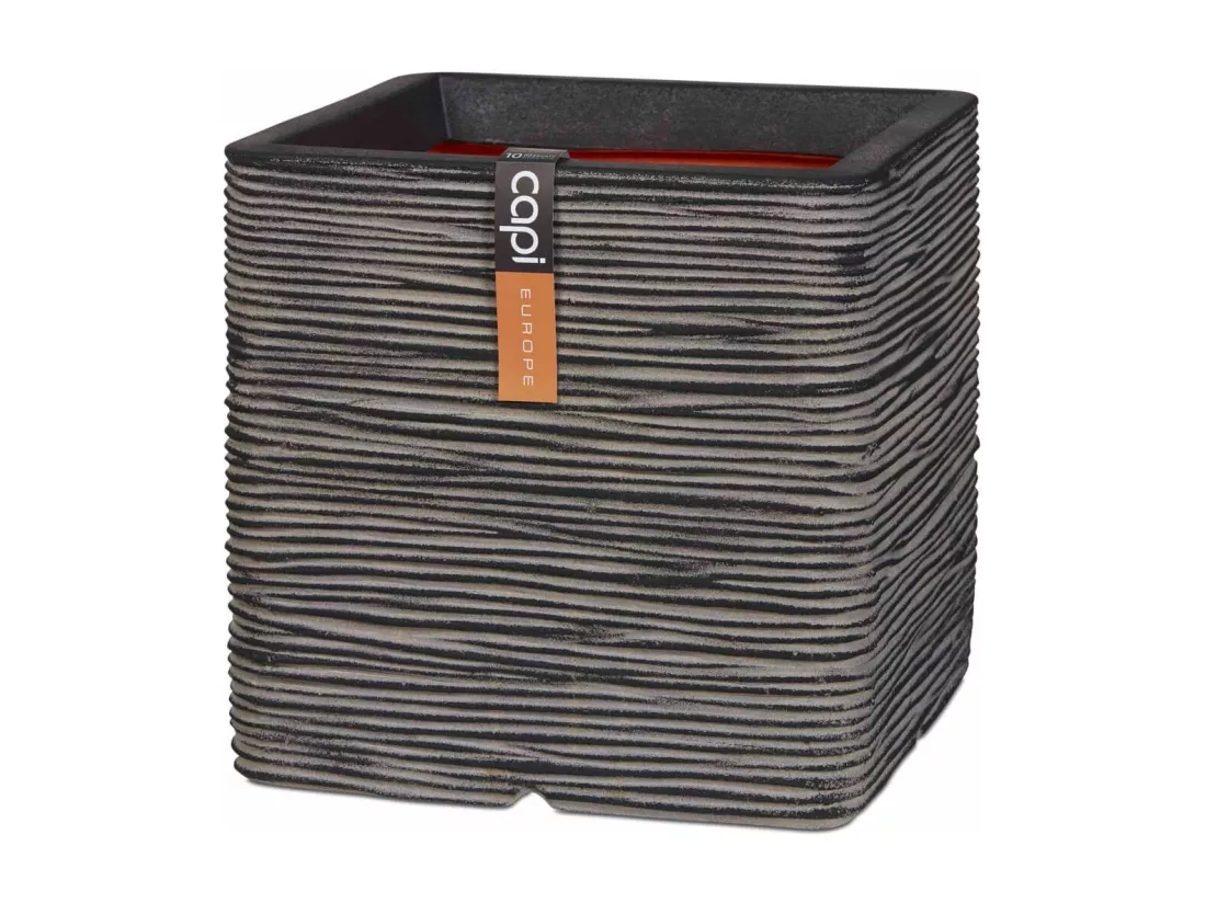 Jardinière Rib Carré 30 x 30 cm Anthracite KOFZ902