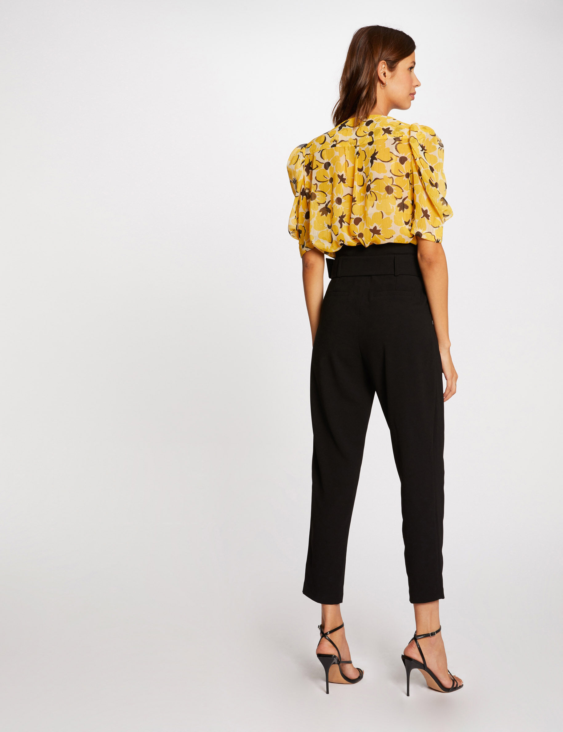 Pantalon paperbag 7/8ème noir femme - noir