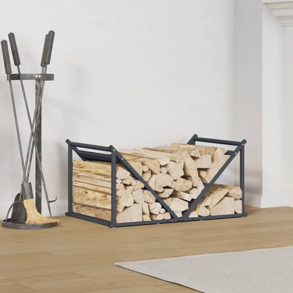 vidaXL Vedstativ antrasitt 70x43x34,5 cm kaldvalset stål