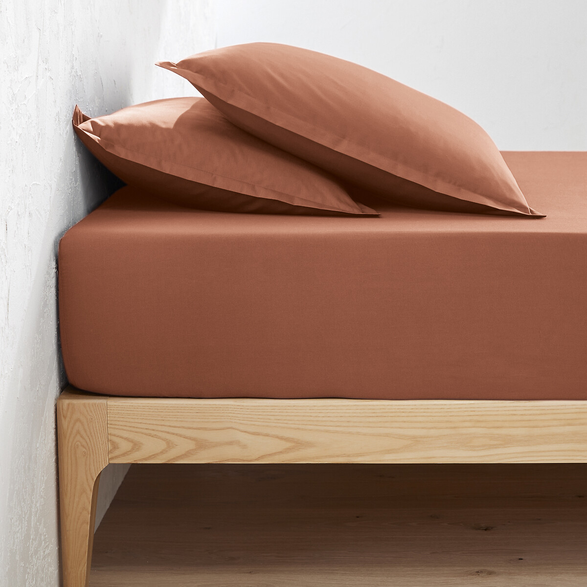 LA REDOUTE INTERIEURS<br>Lençol justo de algodão percal, bainha 30 cm Cenário