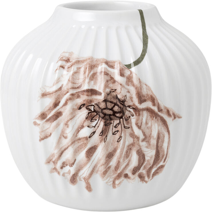 Kähler Hammershøi Poppy Vase H13 hvid m. deko Hvid