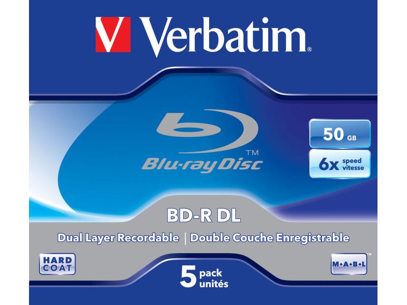 Verbatim BD-R 50 GB, Jewelcase (5 Stück) BD-R, 5er-Pack