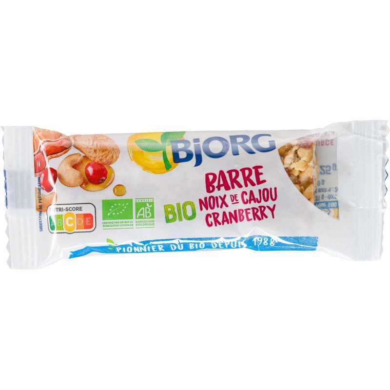 Barre noix de cajou cranberry Bio Bjorg - 25 g