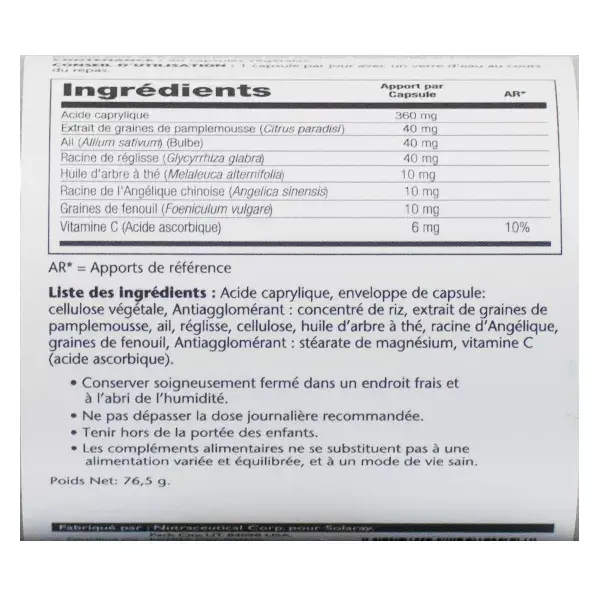 Solaray Cleanse Candida 90 capsules végétales