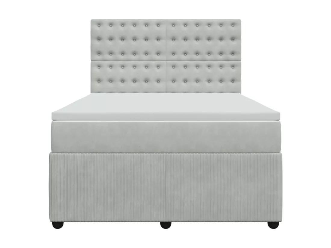 Sommier à lattes de lit et matelas Gris clair 140x190cm Velours