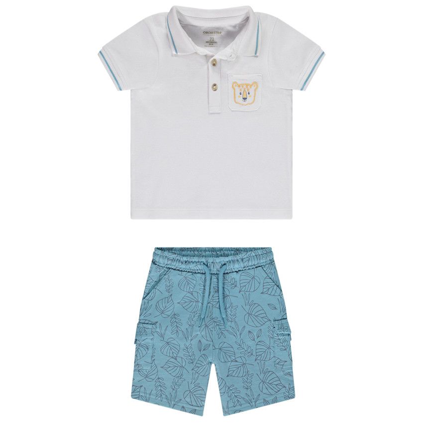 Ensemble 2 pièces avec bermuda imprimé pour bébé garçon - Bleu moyen