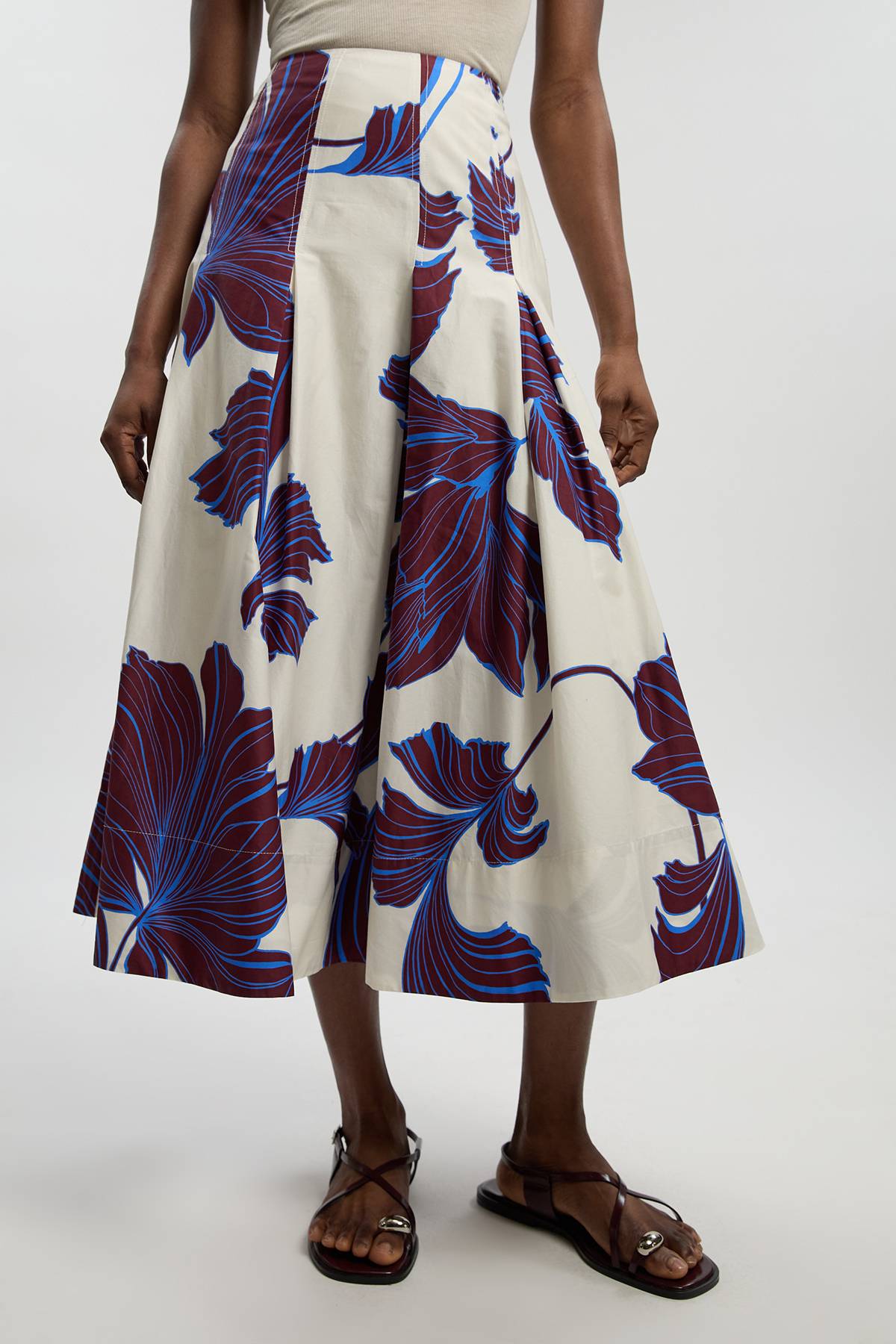 KarenMillen Jupe Tissée En Satin De Coton À Motif Floral Graphique