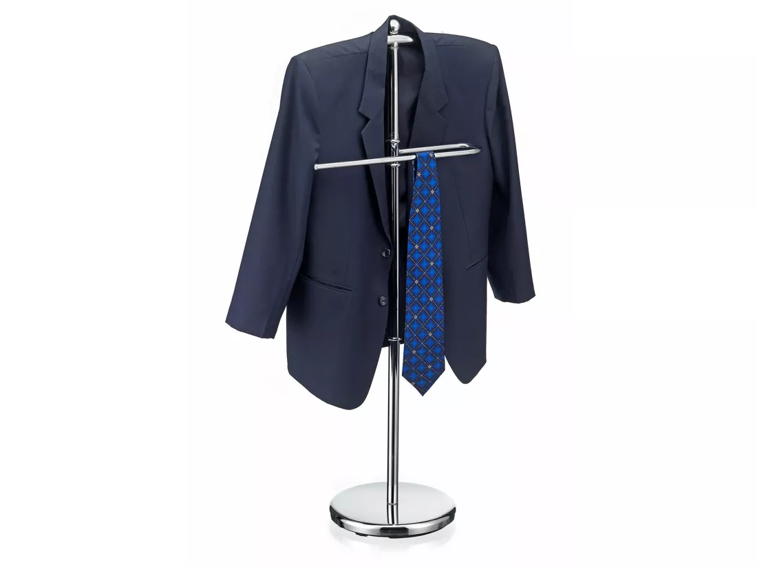 Valet de chambre JÖRG valet de nuit support pour vestes porte vêtements en métal chromé